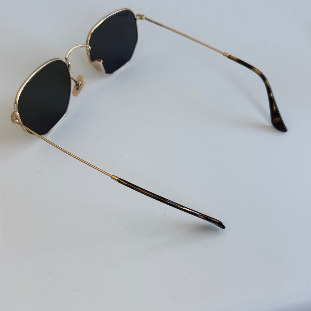 Ray-Ban Polarized Hexagonal Sunglasses in Gold and Green - Picture 4 of 12